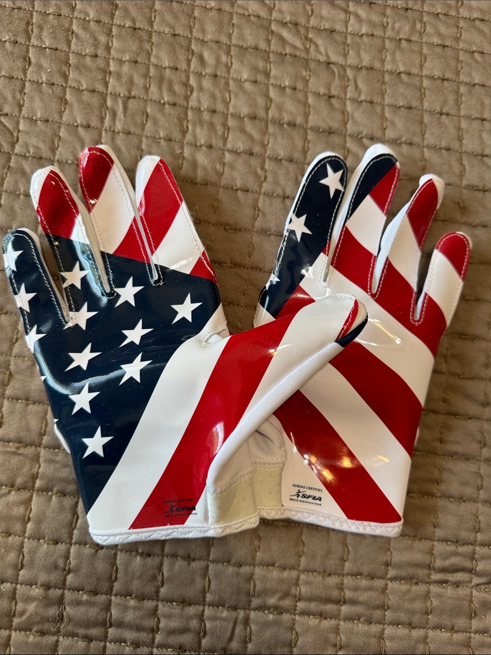 Adidas American Flag College Football Receiver Gloves - Red White Blue XL